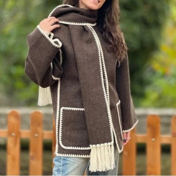 Toteme Scarf Jacket in chocolate melange - Picture 2 of 4